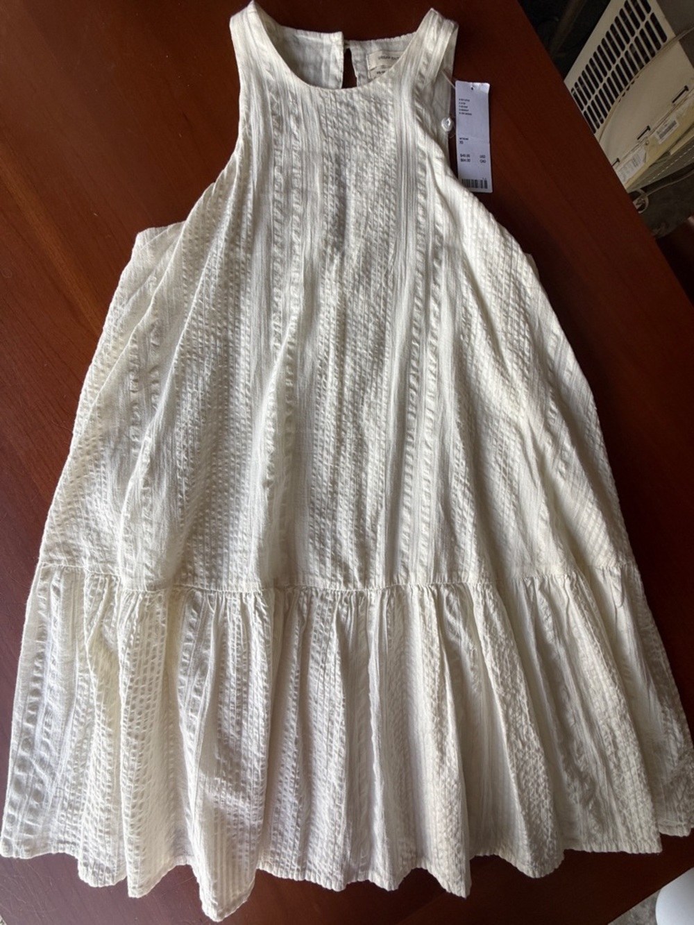 NWT! Urban Outfitters Cream Textured Sleeveless Tiered Sundress XS